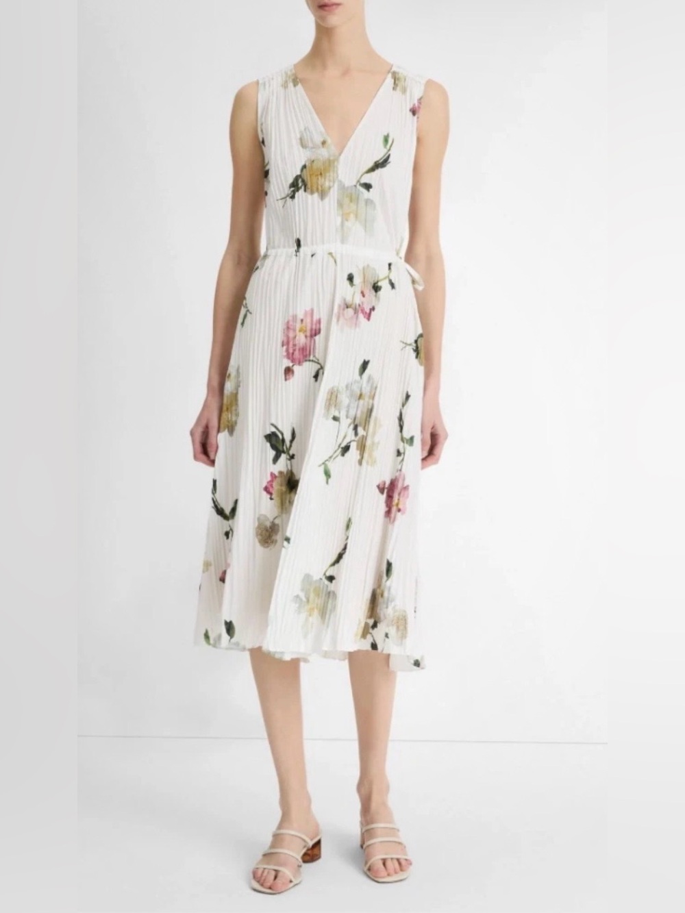 VINCE Wilted Peony Pleated Dress XS NWT MSRP $528